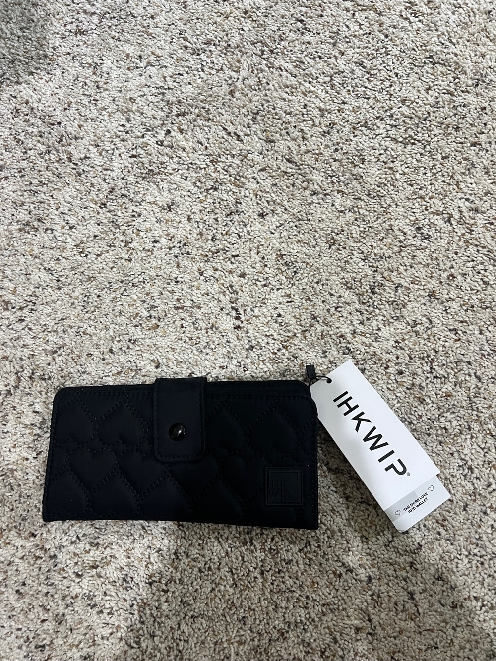 IHKWIP  Wallet Quilted Heart Black Wallet